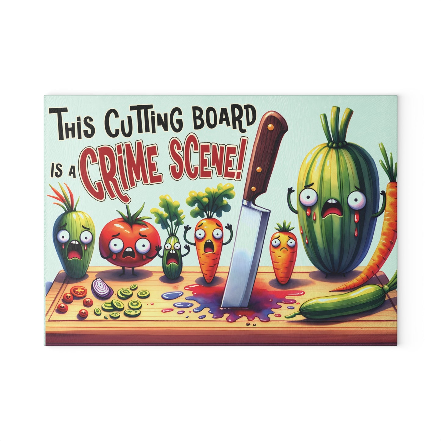 Crime Scene Glass Cutting Board – Funny & Unique Kitchen Decor
