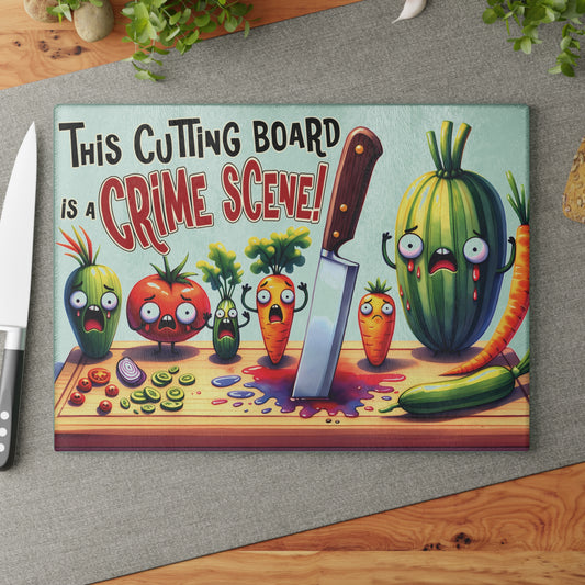 Crime Scene Glass Cutting Board – Funny & Unique Kitchen Decor