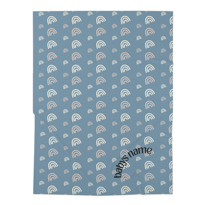 Personalized Baby Swaddle Blanket with Rainbow Design