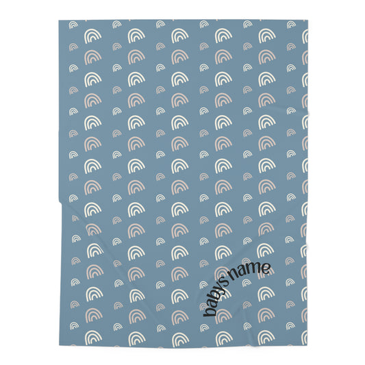 Personalized Baby Swaddle Blanket with Rainbow Design