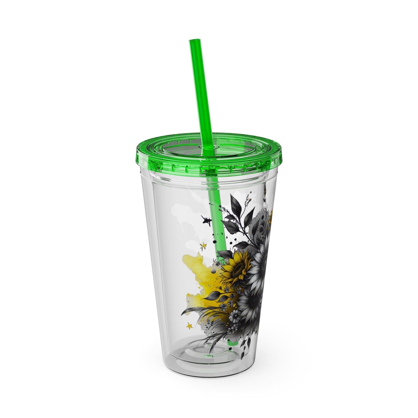 Colorful Floral Sunsplash Tumbler with Straw | 16oz Travel Cup