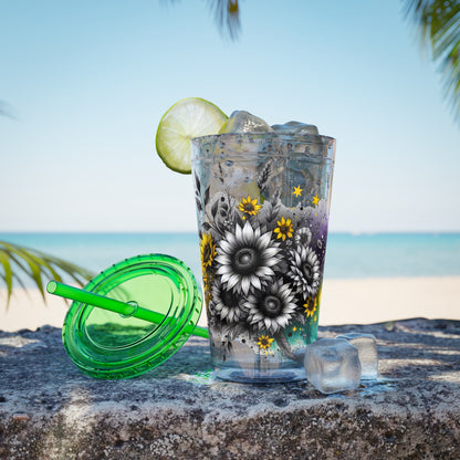 Colorful Floral Sunsplash Tumbler with Straw | 16oz Travel Cup