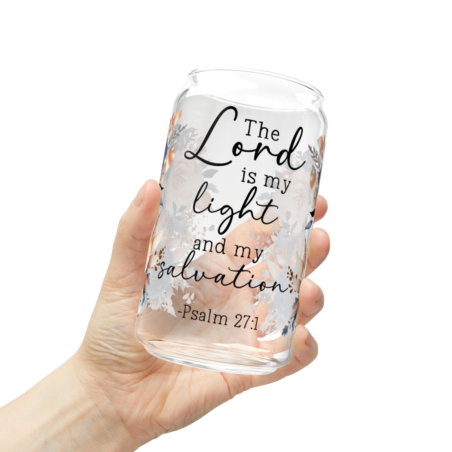 Floral Inspirational Sipper Glass - 16oz with Straw & Lid