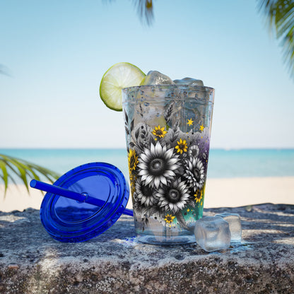 Colorful Floral Sunsplash Tumbler with Straw | 16oz Travel Cup