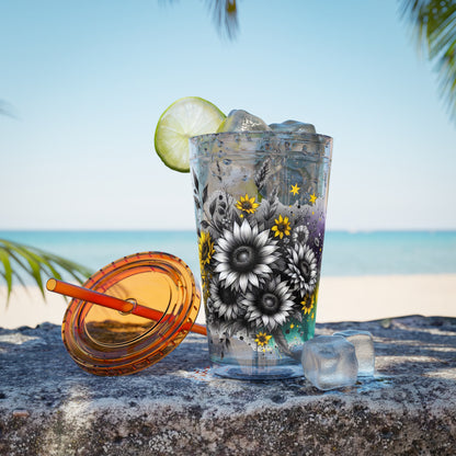 Colorful Floral Sunsplash Tumbler with Straw | 16oz Travel Cup