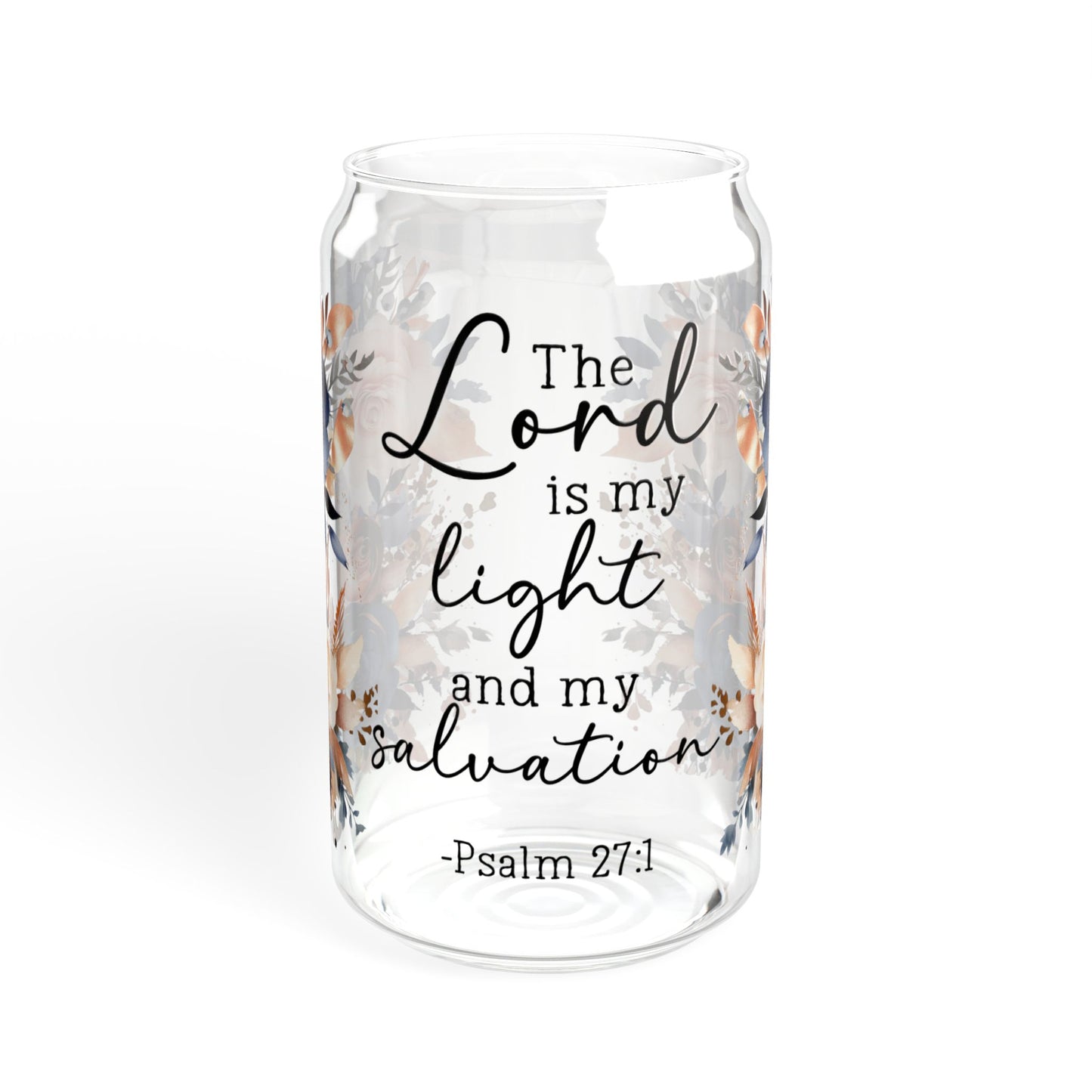 Floral Inspirational Sipper Glass - 16oz with Straw & Lid