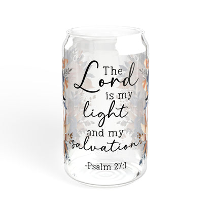 Floral Inspirational Sipper Glass - 16oz with Straw & Lid