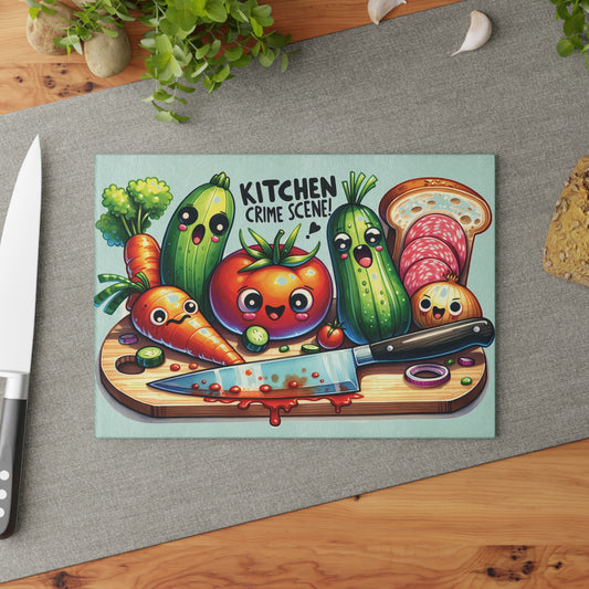 Kitchen Crime Scene Glass Cutting Board – Funny & Unique Kitchen Decor