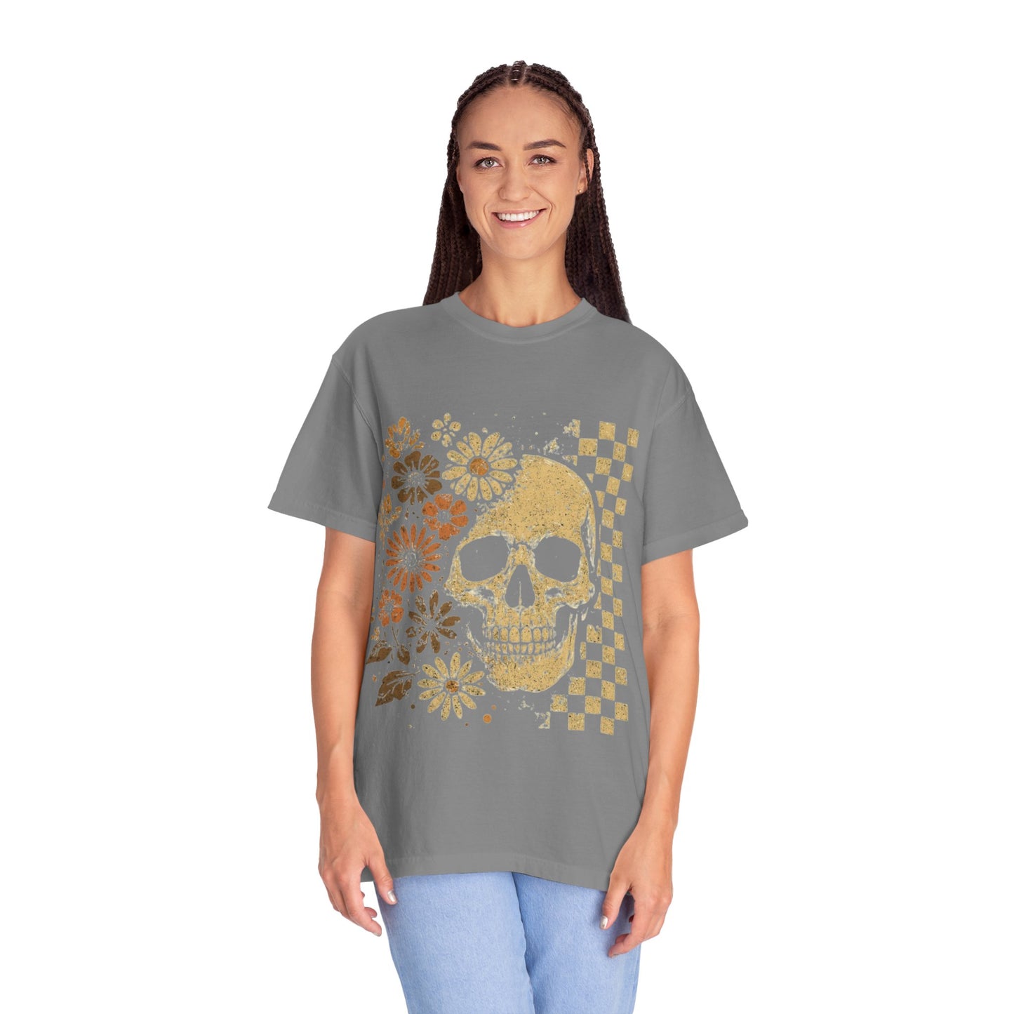 Floral boho skull T-shirt