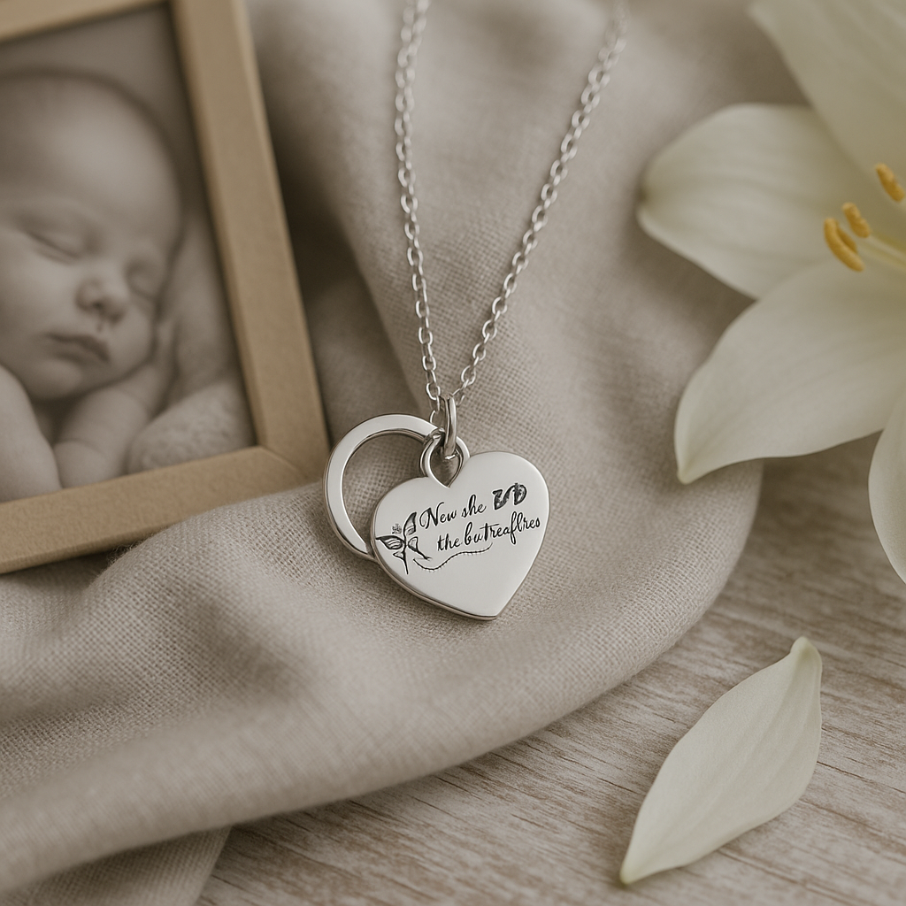 Eternal Flight Heart Pendant Memorial Jewelry, Engraved Keepsake