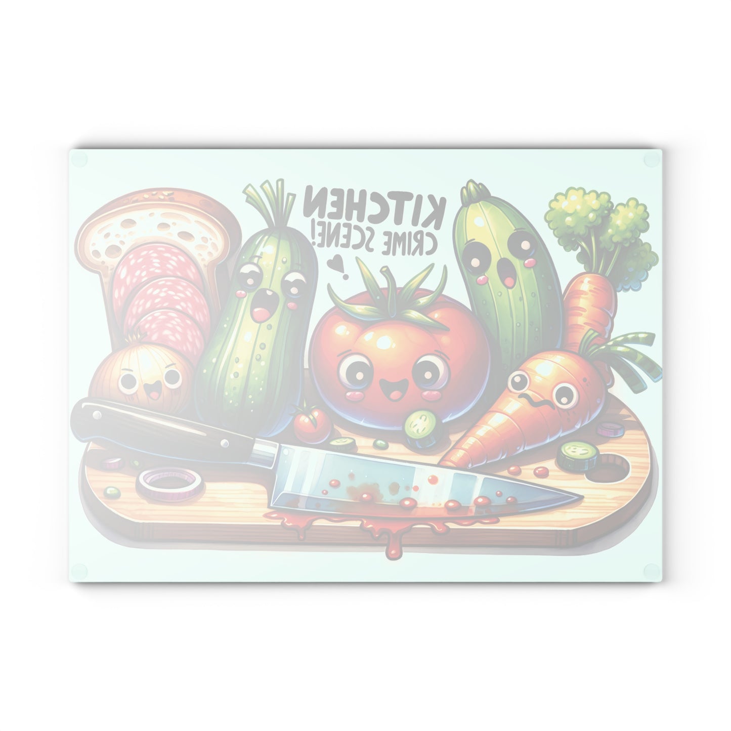 Kitchen Crime Scene Glass Cutting Board – Funny & Unique Kitchen Decor