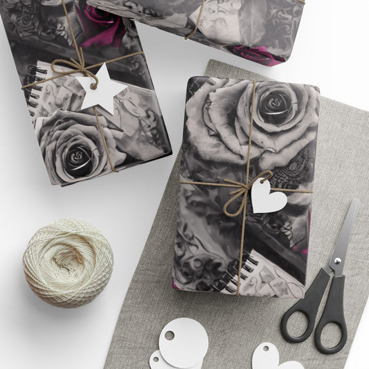 Gothic Skull Wrapping Paper, Unique Gift Wrap, Halloween Decor, Dark Themed Party, Skull Print Gift Wrap, Edgy Wrapping Sheets