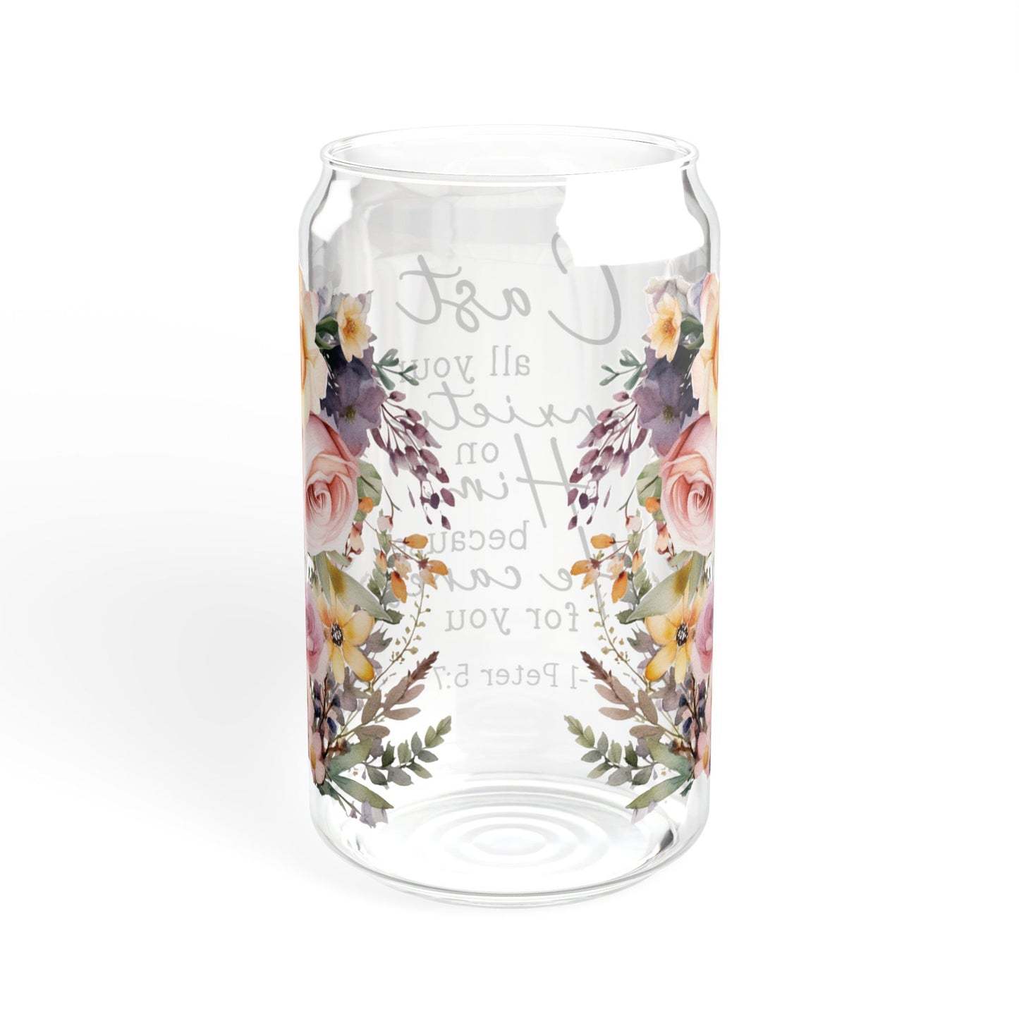 Floral Encouragement Sipper Glass - 16oz with Inspirational Quote