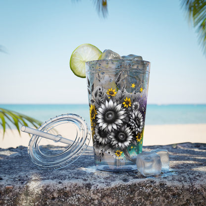 Colorful Floral Sunsplash Tumbler with Straw | 16oz Travel Cup