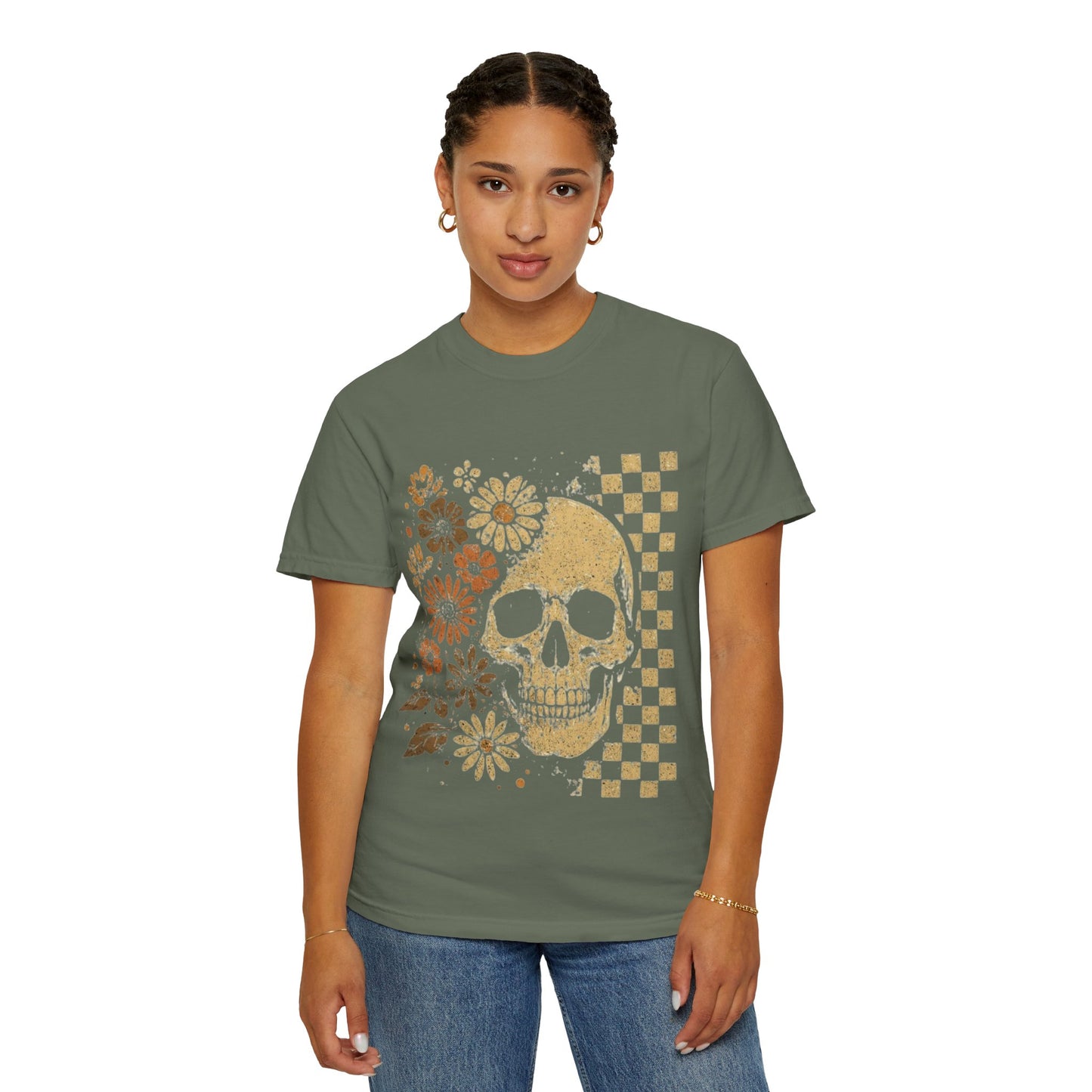 Floral boho skull T-shirt