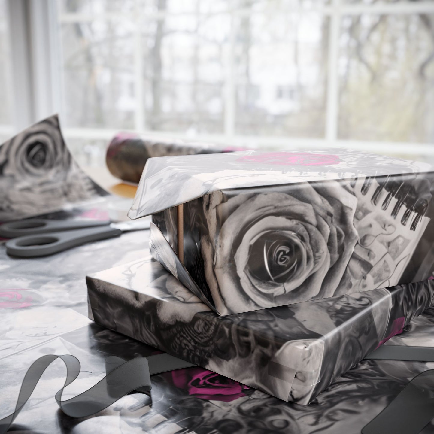 Gothic Skull Wrapping Paper, Unique Gift Wrap, Halloween Decor, Dark Themed Party, Skull Print Gift Wrap, Edgy Wrapping Sheets