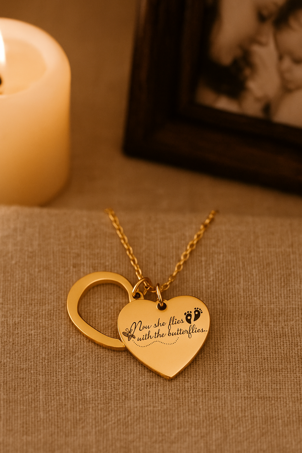 Eternal Flight Heart Pendant Memorial Jewelry, Engraved Keepsake