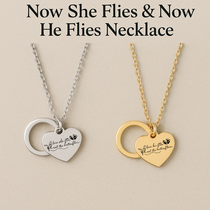 Eternal Flight Heart Pendant Memorial Jewelry, Engraved Keepsake