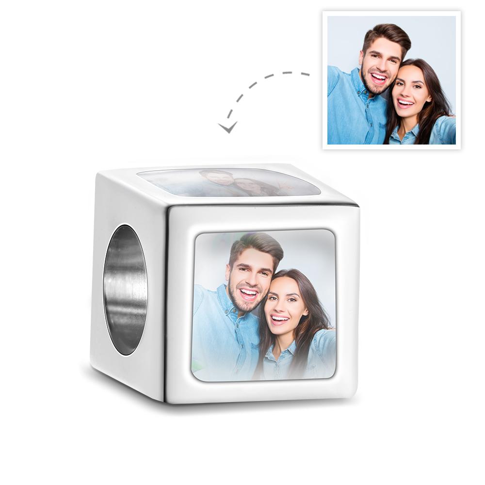Custom square copper charm with customer photos, a personalized gift for women.