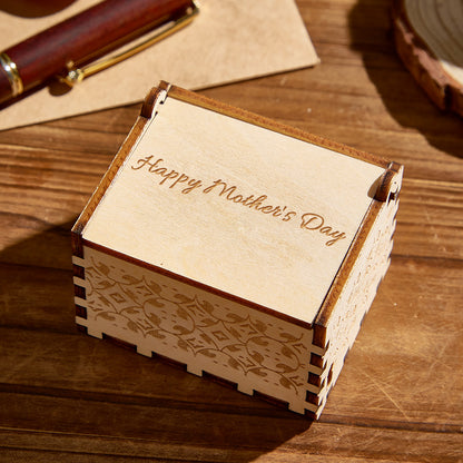 Happy Mother's Day engraved wooden music box, custom gift for Mother's Day, plays custom audio